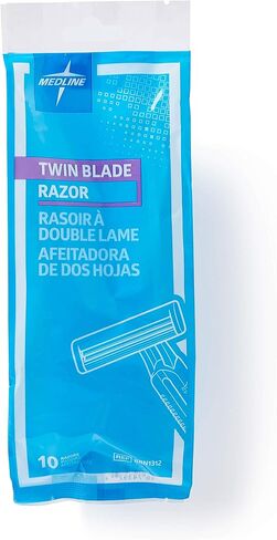 Medline Twin Blade Facial Razor, Disposable, Blue, 50 Count (Pack of 10) in Saudi Arabia