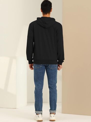 Lars Amadeus Men's Hoodies Zip Up Long Sleeves Solid Color Knit Jackets with Hood in Kuwait