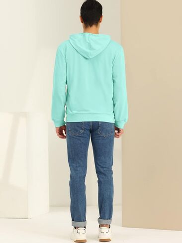 Lars Amadeus Men's Hoodies Zip Up Long Sleeves Solid Color Knit Jackets with Hood in Kuwait