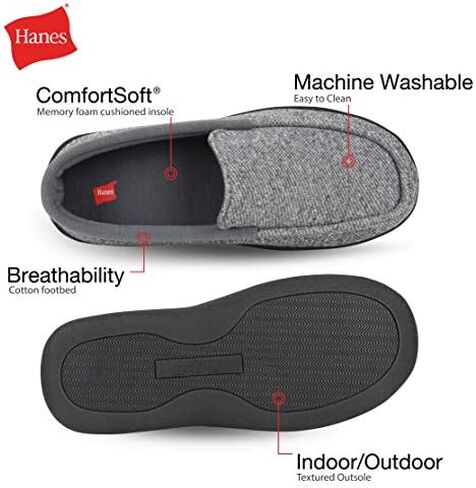 Hanes Men's ComfortSoft Memory Foam Knit Venetian Moccasin Indoor/Outdoor Slipper in Saudi Arabia