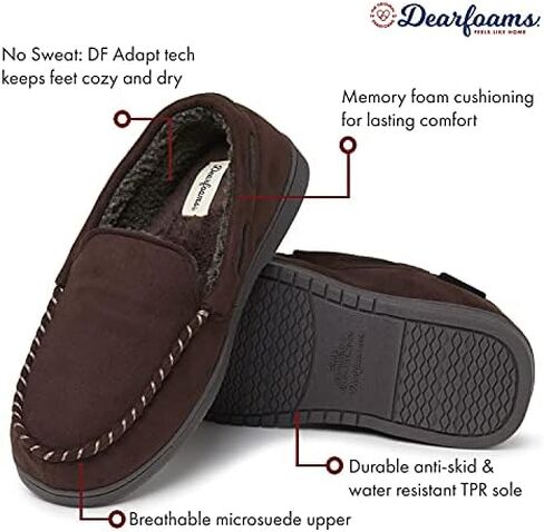 Dearfoams Men's Keaton Memory Foam Moccasin with Wide Widths in Saudi Arabia