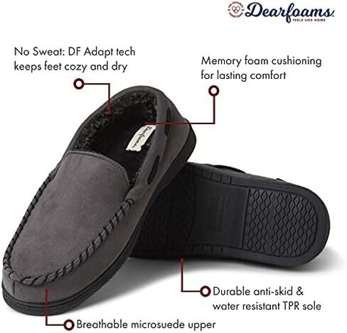 Dearfoams Men's Keaton Memory Foam Moccasin with Wide Widths in Saudi Arabia