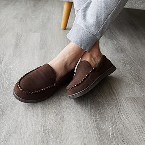 Dearfoams Men's Keaton Memory Foam Moccasin with Wide Widths in Saudi Arabia
