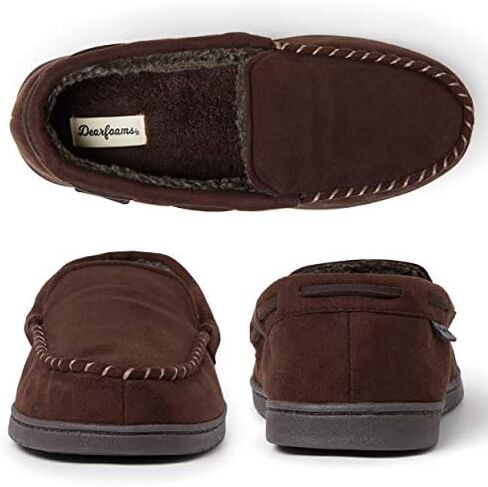 Dearfoams Men's Keaton Memory Foam Moccasin with Wide Widths in Saudi Arabia