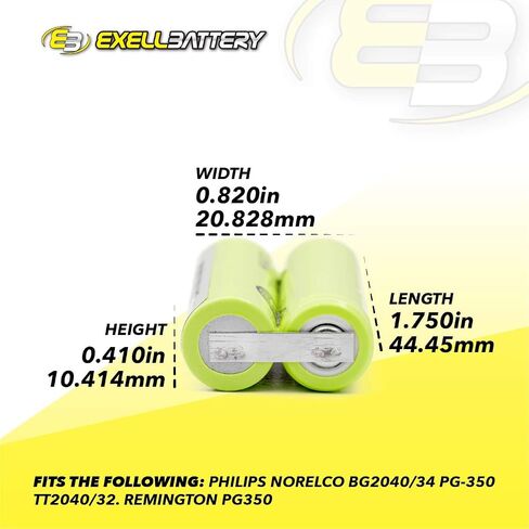 Exell 2.4-Volt Nickel Metal Hydride Razor Battery, EBR-BG2040, 800 mAh, Batteries for Electric Shavers in Kuwait