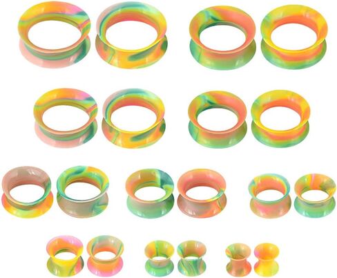 JOYTOYOU 20Pcs Camouflage Silicone Ear Gauge Tunnels Stretching Kit Flesh Tunnels Expander Set 2g to 1" in Kuwait