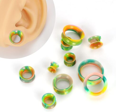 JOYTOYOU 20Pcs Camouflage Silicone Ear Gauge Tunnels Stretching Kit Flesh Tunnels Expander Set 2g to 1" in Kuwait