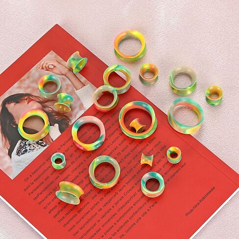 JOYTOYOU 20Pcs Camouflage Silicone Ear Gauge Tunnels Stretching Kit Flesh Tunnels Expander Set 2g to 1" in Kuwait