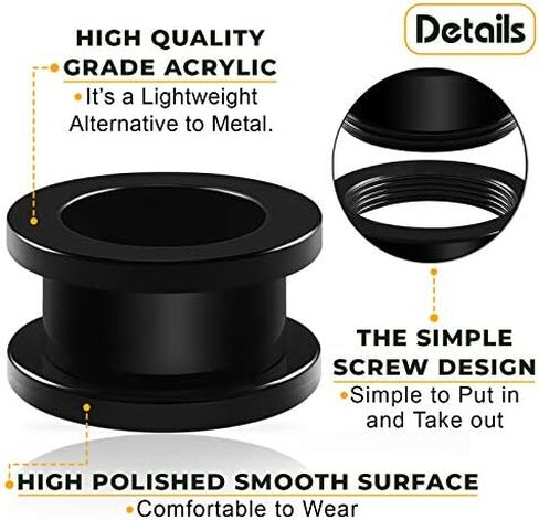 BIG GAUGES 2 Pairs Acrylic External Screw Flesh Tunnels Piercing Jewelry Stretcher Ear Lobe Earring Plugs in Kuwait