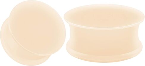 BIG GAUGES Pair of Skin Silicone Thin Double Flared Saddle Piercing Jewelry Stretcher Ear Plugs Earring Lobe Flesh Tunnel in Kuwait