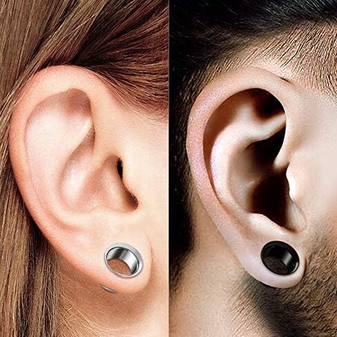 2 Pairs of Stainless Steel Black Anodized Double Flared Piercing Jewelry Ear Stretching Lobe Plugs Tunnel Earring in Kuwait