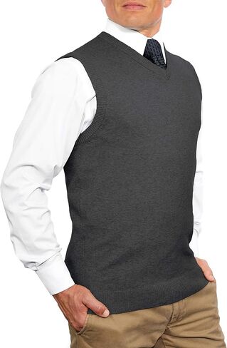 سترة من مزيج القطن CC بقصة ضيقة ورقبة على شكل حرف V للرجال | سترات خفيفة الوزن قابلة للتنفس برقبة على شكل حرف V للرجال in Kuwait