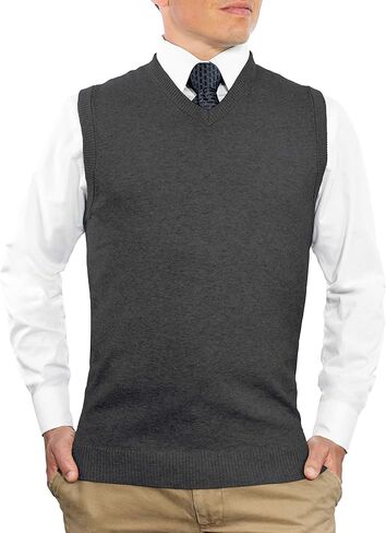 سترة من مزيج القطن CC بقصة ضيقة ورقبة على شكل حرف V للرجال | سترات خفيفة الوزن قابلة للتنفس برقبة على شكل حرف V للرجال in Kuwait