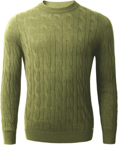 织礼 Men's Casual Crewneck Sweaters Cable Knit Thermal Pullover Sweater in Kuwait