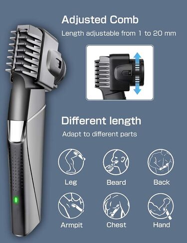 ماكينة تشذيب وتشذيب الجسم الكهربائية للرجال 9901، إزالة شعر الظهر وحلاقة شعر الجسم، مقبض مريح، شحن USB، لاسلكي، قابلة للغسل مع 5 أمشاط مرفقة in Saudi Arabia