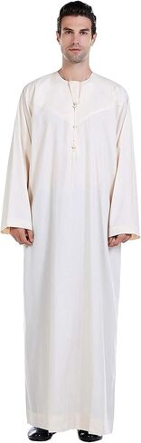 GladThink Men's Muslim Arab Thobe with Long Sleeves Round Collar in Saudi Arabia