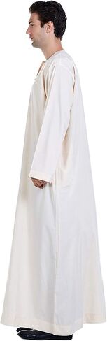 GladThink Men's Muslim Arab Thobe with Long Sleeves Round Collar in Saudi Arabia