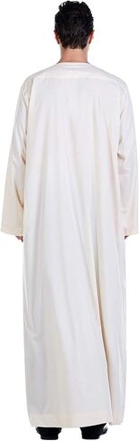 GladThink Men's Muslim Arab Thobe with Long Sleeves Round Collar in Saudi Arabia