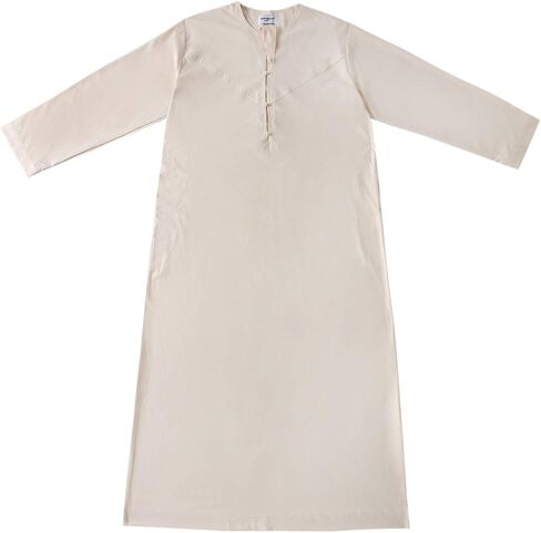GladThink Men's Muslim Arab Thobe with Long Sleeves Round Collar in Saudi Arabia
