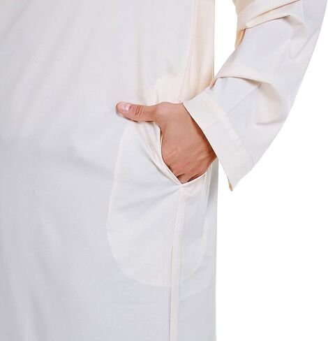GladThink Men's Muslim Arab Thobe with Long Sleeves Round Collar in Saudi Arabia