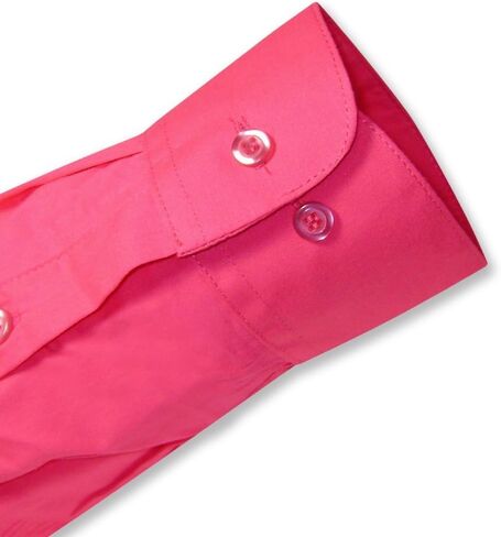 Biagio Men's 100% Cotton Solid HOT Pink Fuchsia Dress Shirt w/Convertible Cuffs in Saudi Arabia