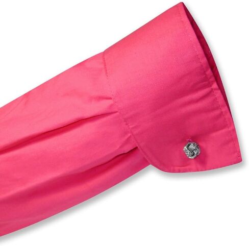 Biagio Men's 100% Cotton Solid HOT Pink Fuchsia Dress Shirt w/Convertible Cuffs in Saudi Arabia