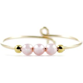 Spinner Fidget Ring, Dainty Pink Crystal Pearls, Helps Relieve Stress Anxiety Worry, 14K Gold Filled or Sterling Silver Adjustable Band, Jewelry Inspirations in Saudi Arabia