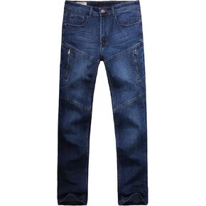 Men's Regular Fit Vintage Jeans Straight Multi Pockets Cargo Denim Pants Casual Zipper Pocket Moto Biker Jean in Kuwait