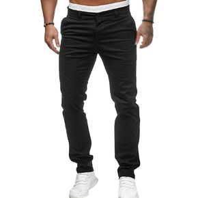 Men's Classic Lightweight Chino Pants Flat Front Comfort Stretch Solid Pant Casual Basic Straight Fit Trousers in Kuwait