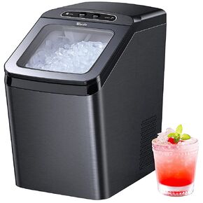 Wamife Nugget Ice Maker Countertop, Pebble Ice Maker Machine, 30lbs/Day, Auto/Manual Water Refill, Self-Cleaning, Stainless Steel Finish Pellet Ice Maker with Ice Scoop & Basket for Home Office Party in Saudi Arabia