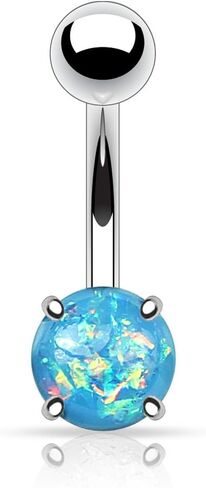 14G Opal Glitter Prong Set 316L Surgical Steel Belly Button Rings in Saudi Arabia