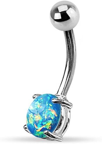 14G Opal Glitter Prong Set 316L Surgical Steel Belly Button Rings in Saudi Arabia
