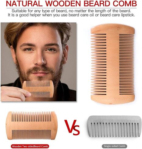 Beard Brush Grooming Kit, Wooden Comb, Shaping Tool, Mustache Trimming Scissors, Boar Bristle Brush, Beard Shaping Tools, Great Care Gifts for Men in Saudi Arabia