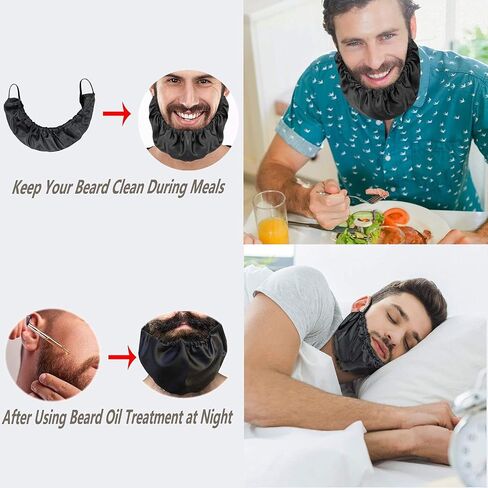 4 Pack Beard Bandana,Mens Bedtime Bib Adjustable Double Layer Facial Beard Apron Guard Bonnet Rag Beard Guard Cover,Silk Beard Bonnet for Men,Beard Gains(Black) in Saudi Arabia