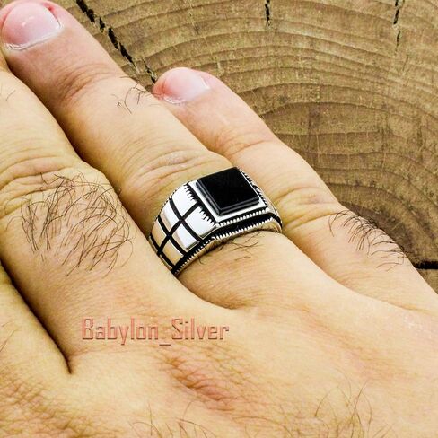 خاتم رجالي فاخر من الفضة الإسترليني عيار 925 مصنوع يدويًا بحجر العقيق التركي in Kuwait