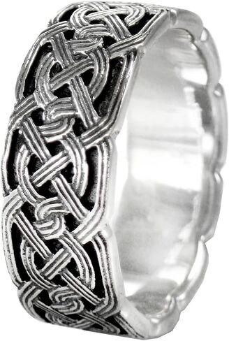 Moonlight Mysteries Sterling Silver Large Irish Woven Celtic Knot Band for Men or Women (Size 4-15) in Saudi Arabia
