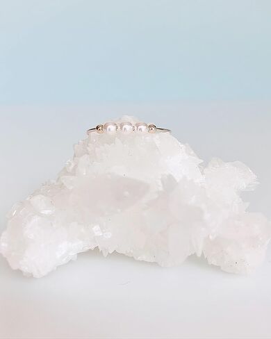 Spinner Fidget Ring, Dainty Pink Crystal Pearls, Helps Relieve Stress Anxiety Worry, 14K Gold Filled or Sterling Silver Adjustable Band, Jewelry Inspirations in Saudi Arabia