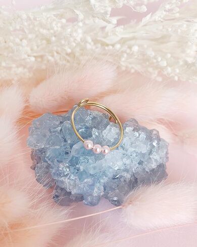 Spinner Fidget Ring, Dainty Pink Crystal Pearls, Helps Relieve Stress Anxiety Worry, 14K Gold Filled or Sterling Silver Adjustable Band, Jewelry Inspirations in Saudi Arabia