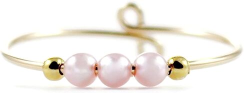 Spinner Fidget Ring, Dainty Pink Crystal Pearls, Helps Relieve Stress Anxiety Worry, 14K Gold Filled or Sterling Silver Adjustable Band, Jewelry Inspirations in Saudi Arabia
