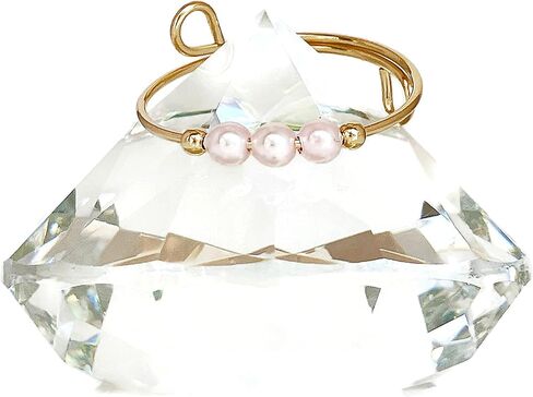Spinner Fidget Ring, Dainty Pink Crystal Pearls, Helps Relieve Stress Anxiety Worry, 14K Gold Filled or Sterling Silver Adjustable Band, Jewelry Inspirations in Saudi Arabia