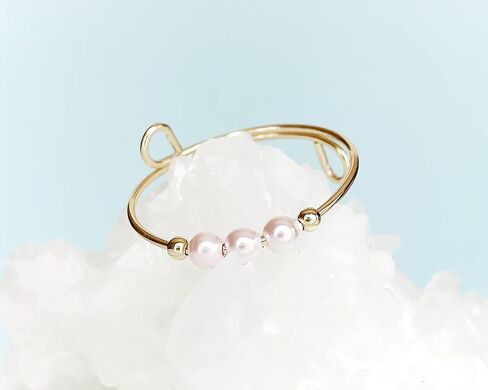 Spinner Fidget Ring, Dainty Pink Crystal Pearls, Helps Relieve Stress Anxiety Worry, 14K Gold Filled or Sterling Silver Adjustable Band, Jewelry Inspirations in Saudi Arabia