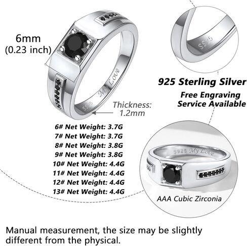 Silvora Sterling Silver Rings for Men Women, Shiny Cubic Zirconia Wedding Bands with Delicate Gift Packaging, Personalized Customizable in Kuwait