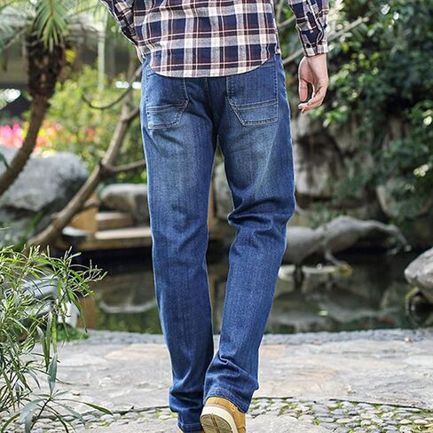 Men's Regular Fit Vintage Jeans Straight Multi Pockets Cargo Denim Pants Casual Zipper Pocket Moto Biker Jean in Saudi Arabia