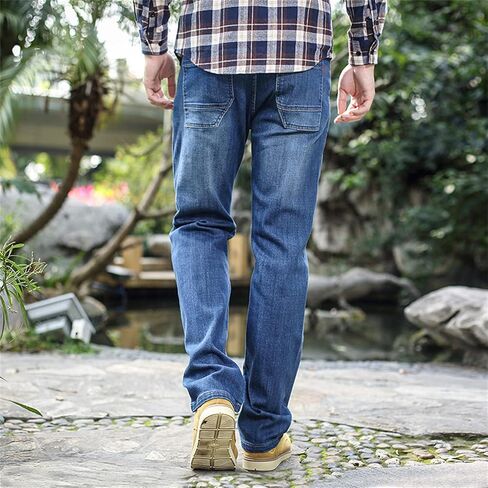 Men's Regular Fit Vintage Jeans Straight Multi Pockets Cargo Denim Pants Casual Zipper Pocket Moto Biker Jean in Saudi Arabia