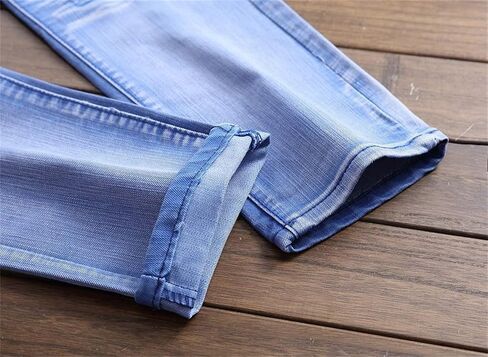 Men's Ripped Patch Biker Jeans Distressed Straight Leg Slim Fit Moto Jean Vintage Washed Destroyed Denim Pants in Saudi Arabia