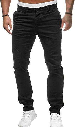 Men's Classic Lightweight Chino Pants Flat Front Comfort Stretch Solid Pant Casual Basic Straight Fit Trousers in Kuwait
