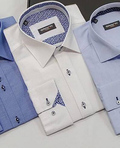 Gravity Homme - Stylish & Contrasting Men’s Button Down Long-Sleeve Dress Shirt With Curved Hem - Perfect Casual Wear in Saudi Arabia