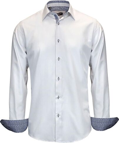 Gravity Homme - Stylish & Contrasting Men’s Button Down Long-Sleeve Dress Shirt With Curved Hem - Perfect Casual Wear in Saudi Arabia