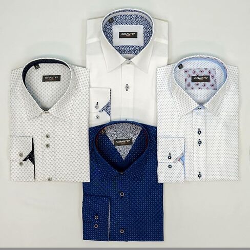 Gravity Homme - Stylish & Contrasting Men’s Button Down Long-Sleeve Dress Shirt With Curved Hem - Perfect Casual Wear in Saudi Arabia