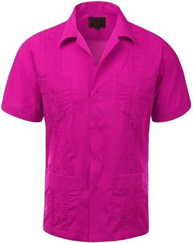 vkwear Guayabera Men's Cuban Beach Wedding Short Sleeve Button-up Casual Dress Shirt in Kuwait